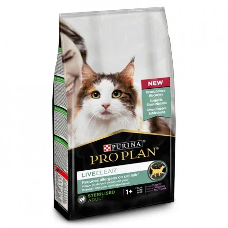 Pro Plan LiveClear Sterilised – Ração seca para gato adulto esterilizado para redução de alergénios – Peru – Quantidade: 7 kg