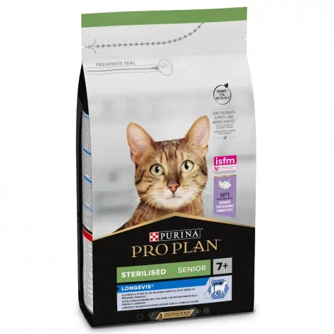 Pro Plan Sterilised Senior Longevis 7+ – Ração seca para gato sénior esterilizado – Peru – Quantidade: 10 kg
