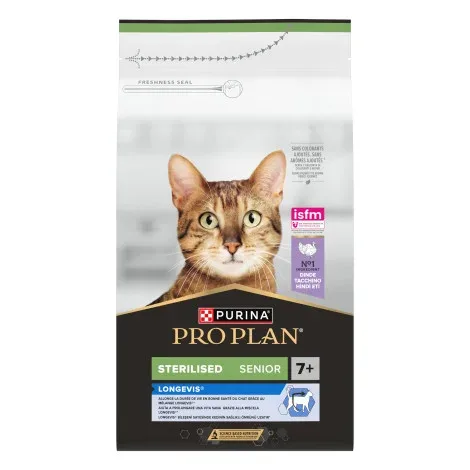 Pro Plan Sterilised Senior Longevis 7+ – Ração seca para gato sénior esterilizado – Peru – Quantidade: 1,5 kg