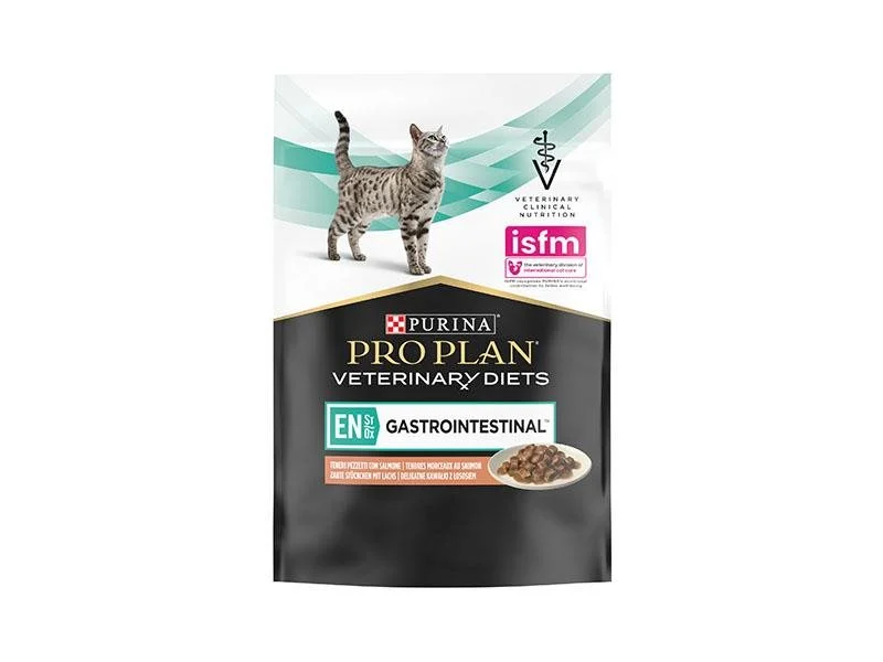 Pro Plan Vet Diets EN Gastrointestinal – Alimento em molho para gato com distúrbios digestivos – Salmão
