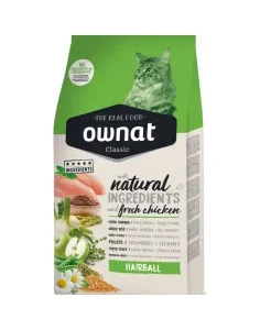 Ração Ownat Classic Hairball para Gato, saco 1,5kg