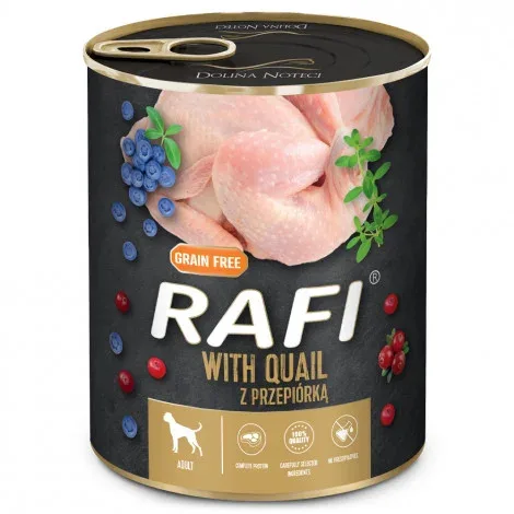 RAFI Cão adulto – Alimento em patê de codorniz, arandos e mirtilos – Quantidade: 800 g