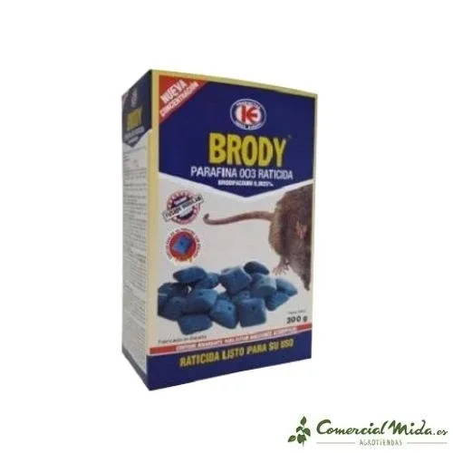 Raticida BRODY OVULOS PARAFINA BLOCOS para matar ratos e camundongos (Brodifacoum)
