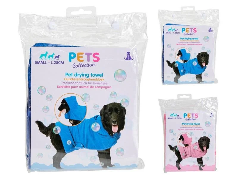 Roupão de Secagem para Cão com Capuz 38 cm da Pets Collection