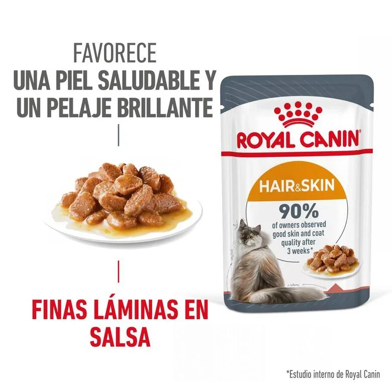 Royal Canin Hair and Skin alimento húmido em molho saquetas para gatos - Image 2