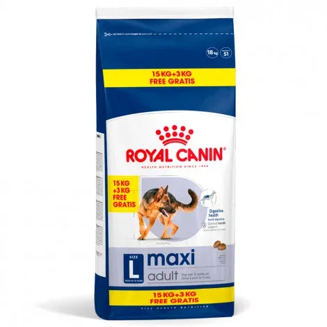 Royal Canin Maxi Adult – Ração seca para cão de porte grande – Quantidade: 15 + 3 kg GRÁTIS