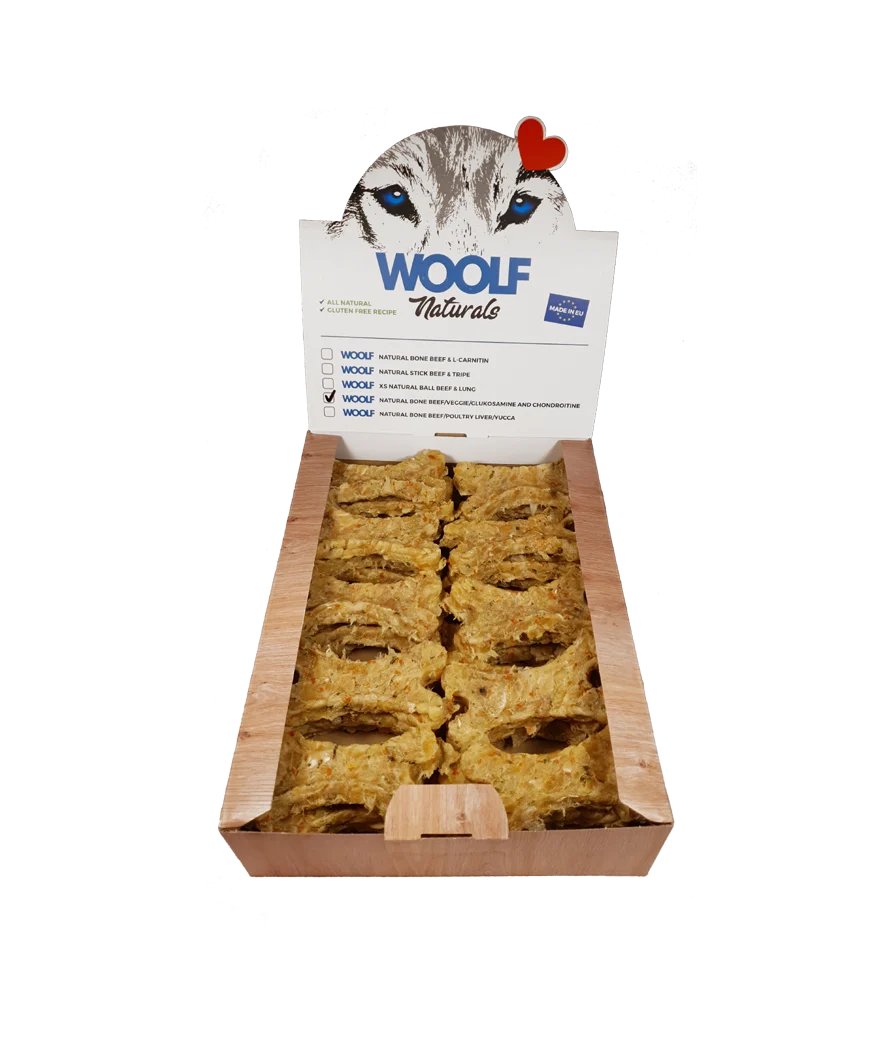 Snack Ossos Vitela, Vegetais, Glucosamina, Condroitina 24Gr – Woolfs Naturals