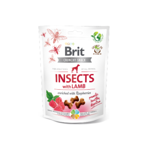 Snack para cães Brit Care Dog Crunchy Cracker Insects with Lamb Enriched with Raspberries – 200 g