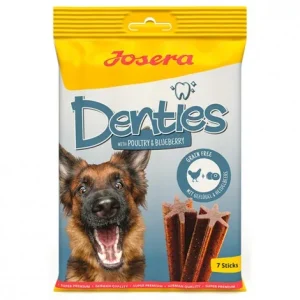 Snacks dentários de frango e mirtilo para cães – Josera Denties – Quantidade: 180 g