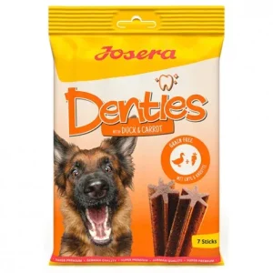 Snacks dentários de pato e cenoura para cães – Josera Denties – Quantidade: 180 g