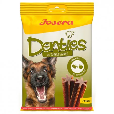 Snacks dentários de peru e maçã para cães – Josera Denties – Quantidade: 180 g
