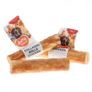 Snacks em rolos de colagénio com frango para cão – Duvo Plus – Medidas: 25 cm
