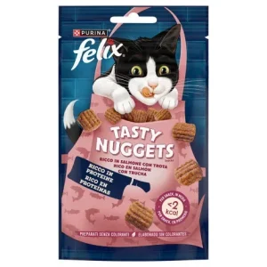 Snacks para gato – Felix Tasty Nuggets – Salmão e truta – Quantidade: 50 g