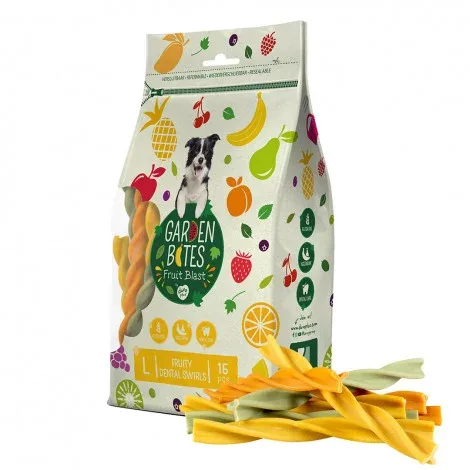 Snacks vegetarianos Fruity Dental Swirls para cão – Garden Bites – Tamanho: L