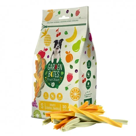 Snacks vegetarianos Fruity Dental Swirls para cão – Garden Bites – Tamanho: S