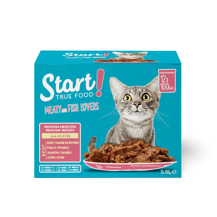 Start Cat Alimento húmido de carne peixe em saquetas para gatos Pack Poupança!