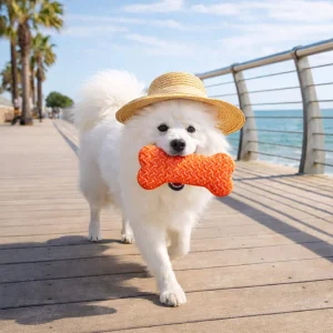 Summer Vibes Cooling Bone Orange Mordedor para cães