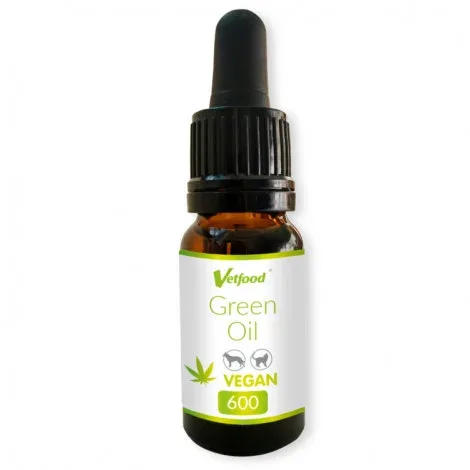 Suplemento alimentar para cão e gato – VetFood Green Oil Vegan 600 mg – Quantidade: 10 ml