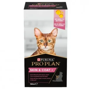 Suplemento para a saúde da pele e do pelo para gatos – Pro Plan Skin & Coat+ – Quantidade: 150 ml