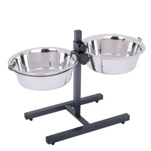 Suporte ajustável com 2 tigelas inox incluídas