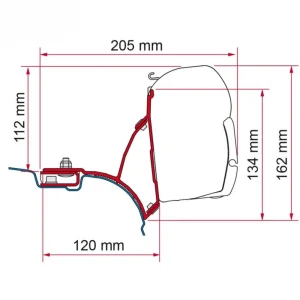 Suporte para toldo Fiamma F45s para Volkswagen T5, T6 e T6.1 desde 2003 (tetos sem perfil)