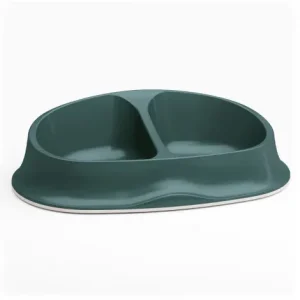 Taça de plástico Chic para cães e gatos – Stefanplast – Cor do Produto: Verde escuro | Capacidade: 2 x 250 ml
