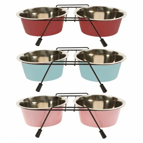 Taças coloridas em aço inox com suporte para cão – Duvo Plus – Diâmetro: Ø 11 cm