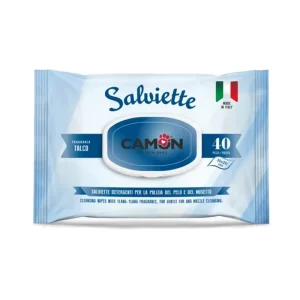 Toalhetes Húmido Talco p/ Gatos e Cães – Salviette Camon 40Unid.