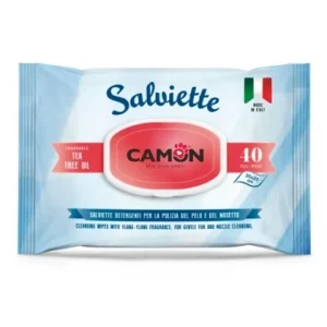 Toalhetes Húmidos Tea Tree Oil p/ Gatos e Cães – Salviette Camon 40Unid.