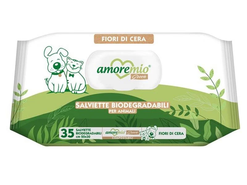 Toalhitas Húmidas Biodegradáveis Amoremio Flor de Cera para Cães e Gatos