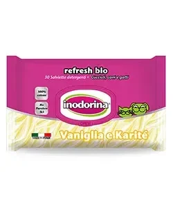 Toalhitas para cães e gatos Refresh Bio Baunilha & Carité Inodorina – 30 Toalhetes