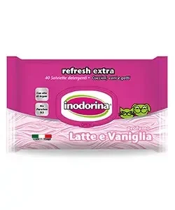 Toalhitas para cães e gatos Refresh Extra Latte e Vaniglia Inodorina – 40 Toalhetes