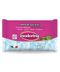 Toalhitas para cães e gatos Refresh Pocket Talco Inodorina – 15 Toalhetes