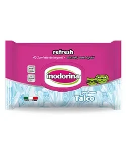 Toalhitas para cães e gatos Refresh Talco Inodorina – 40 Toalhetes