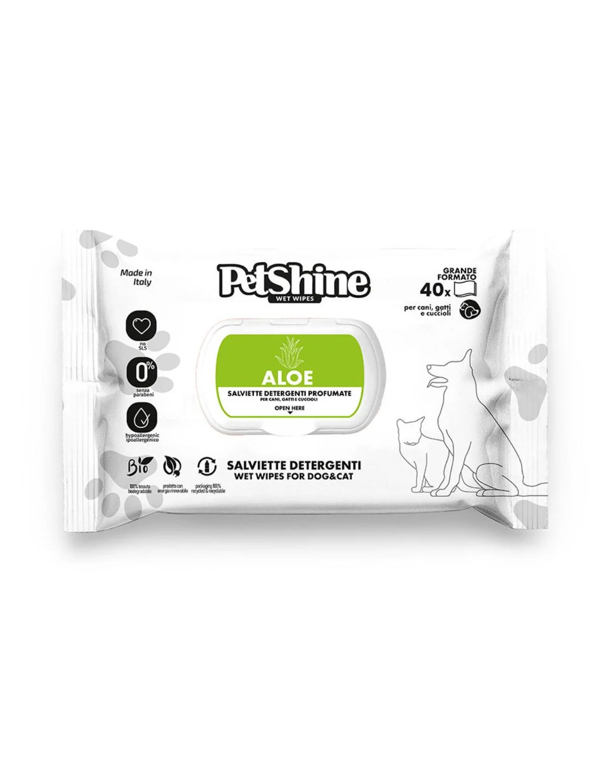 Toalhitas Petshine Aloe Vera 40 unid