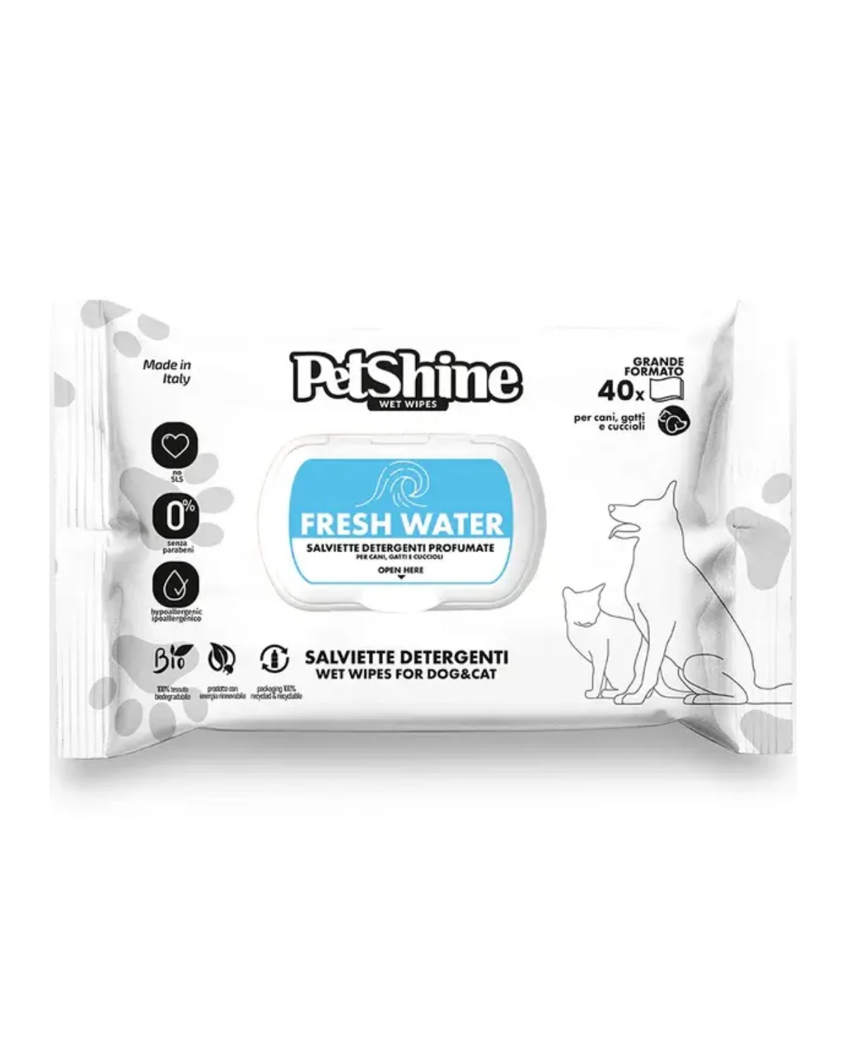 Toalhitas Petshine Fresh Water 40 unid