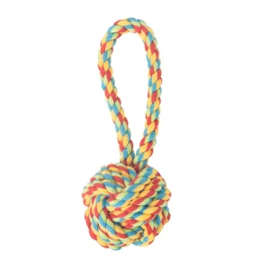 Tootoy! Pull Handle Rope Ball Multicolor bola com corda e pega para cães