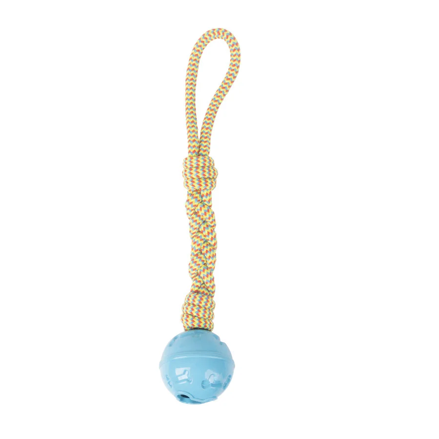 Tootoy! Pull Rope & Treatball Azul bola com corda e porta-snacks para cães