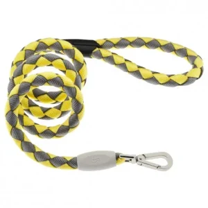 Trela entrançada NODO para cão – Ferribiella – Cor do Produto: Amarelo/Cinza | Medidas: 120 cm/15 mm