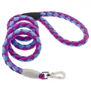 Trela entrançada NODO para cão – Ferribiella – Cor do Produto: Rosa/Azul | Medidas: 120 cm/15 mm