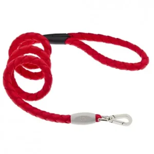 Trela entrançada NODO para cão – Ferribiella – Cor do Produto: Vermelho | Medidas: 120 cm/15 mm