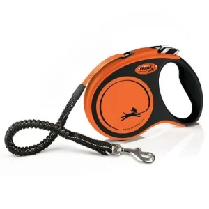 Trela extensível flexi Xtreme laranja com cinta de 5 m