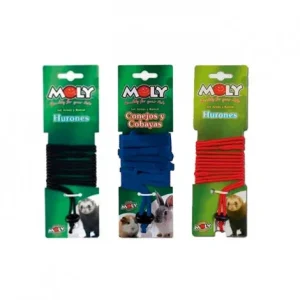 Trela + Peitoral para hamsters e coelhos em nylon – Moly – Modelo: Coelho