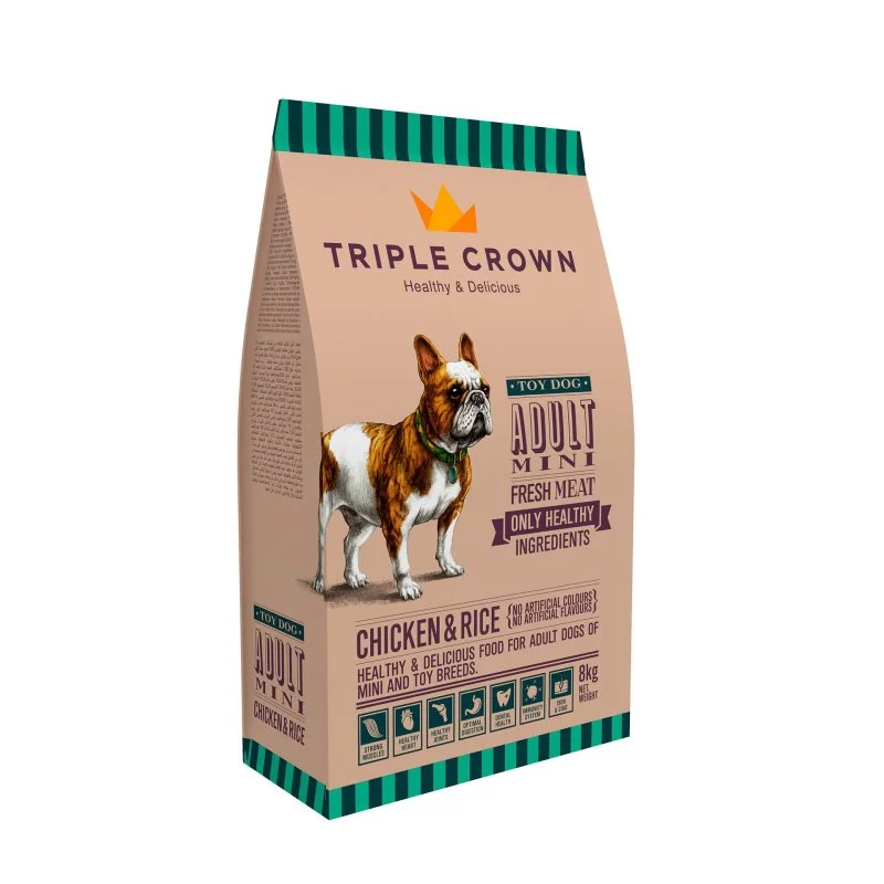 Triple Crown Toy Dog – Ração seca para cão adulto mini – Frango e arroz