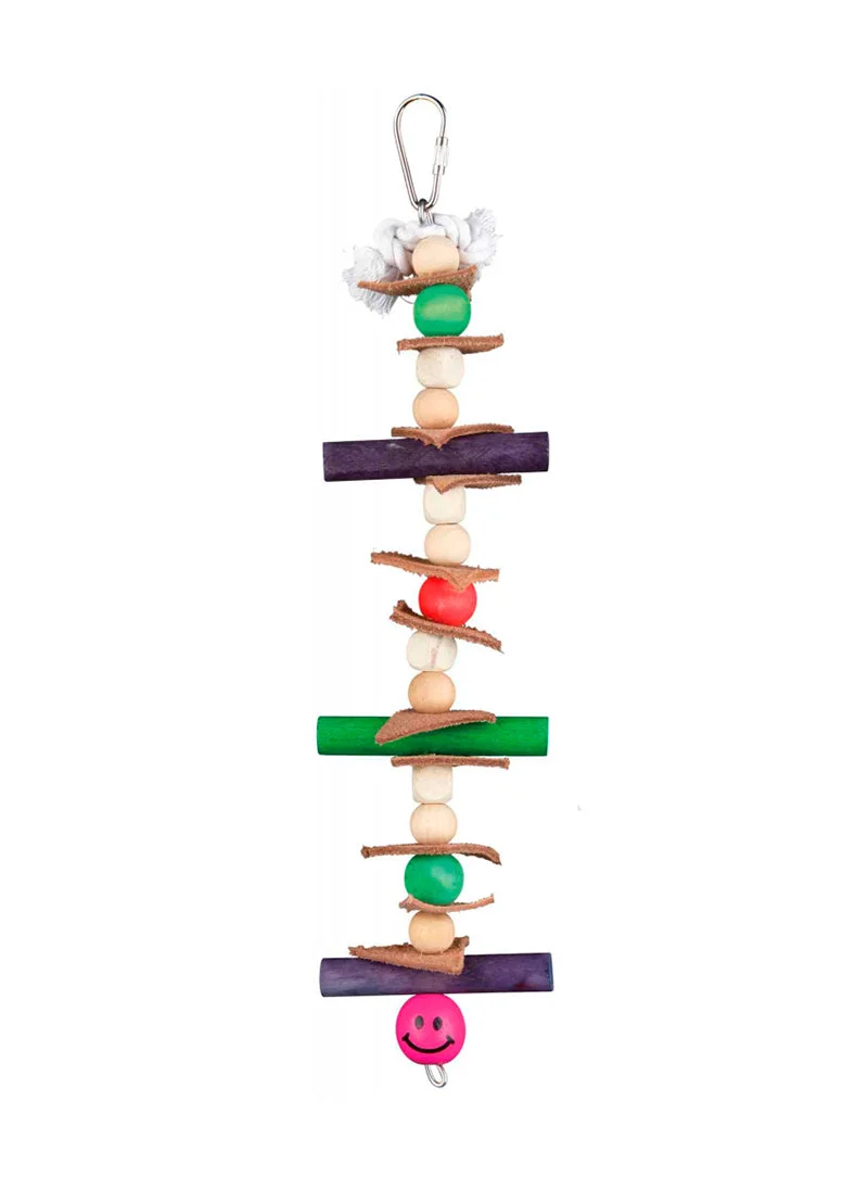 Trixie Brinquedo de Madeira com Corda, Couro e Contas – Brinquedo para aves