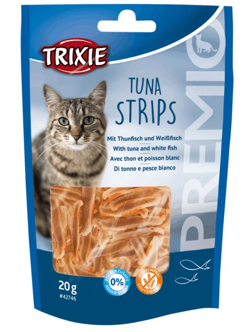 Trixie Premio Strips Atum e Peixe Branco – Snack para gatos 20 g