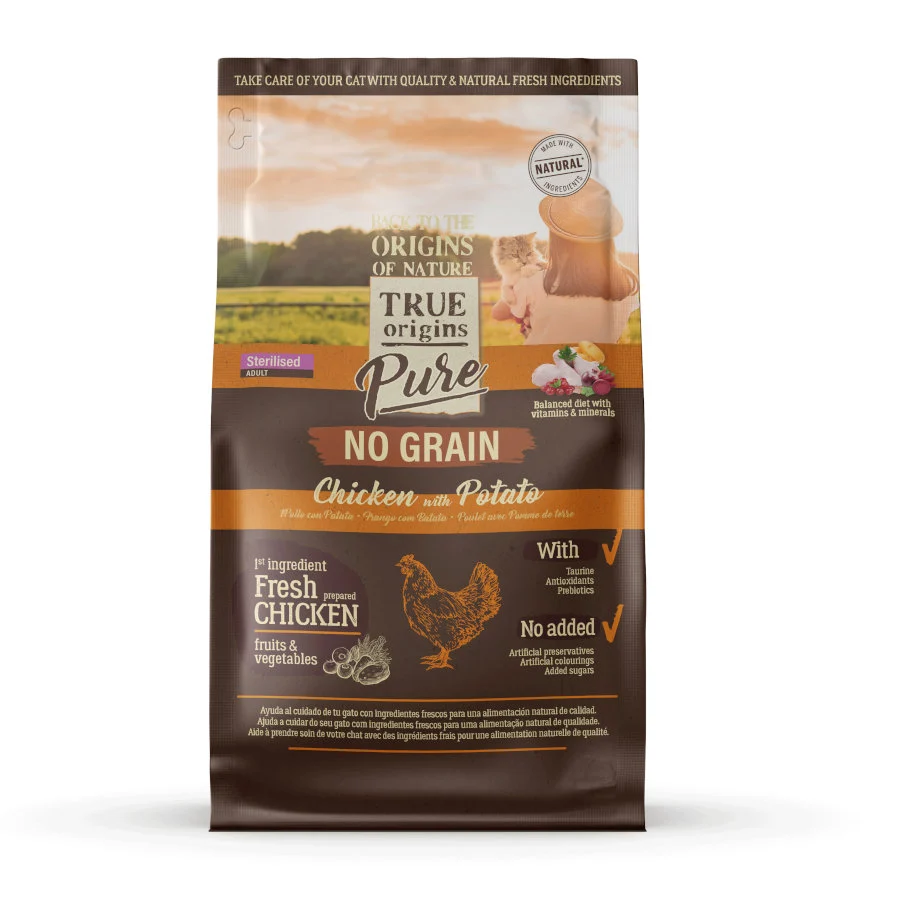 True Origins Pure Adult Sterilised Ração de Frango No Grain para gatos