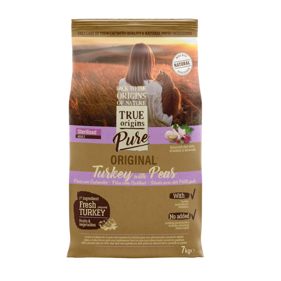 True Origins Pure Adult Sterilised Ração de peru para gatos