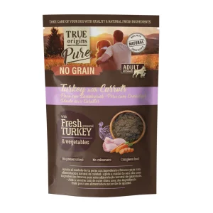 True Origins Pure Comida húmida de peru com cenoura em saqueta para cães
