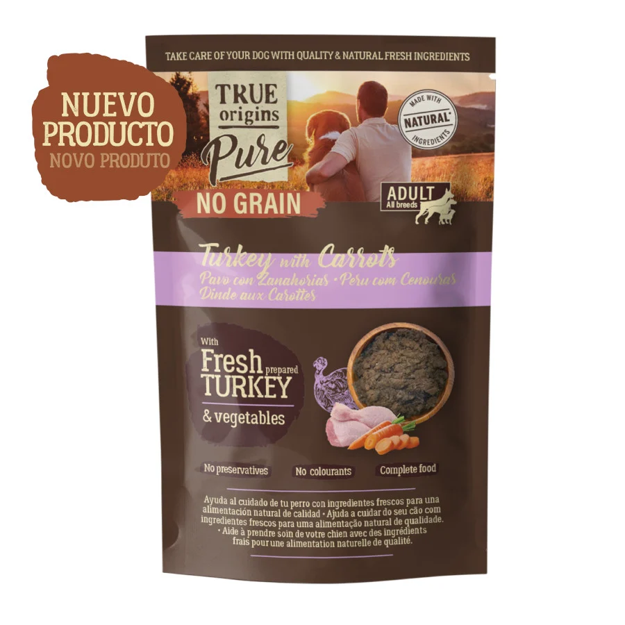 True Origins Pure Comida húmida de peru com cenoura em saqueta para cães - Image 2
